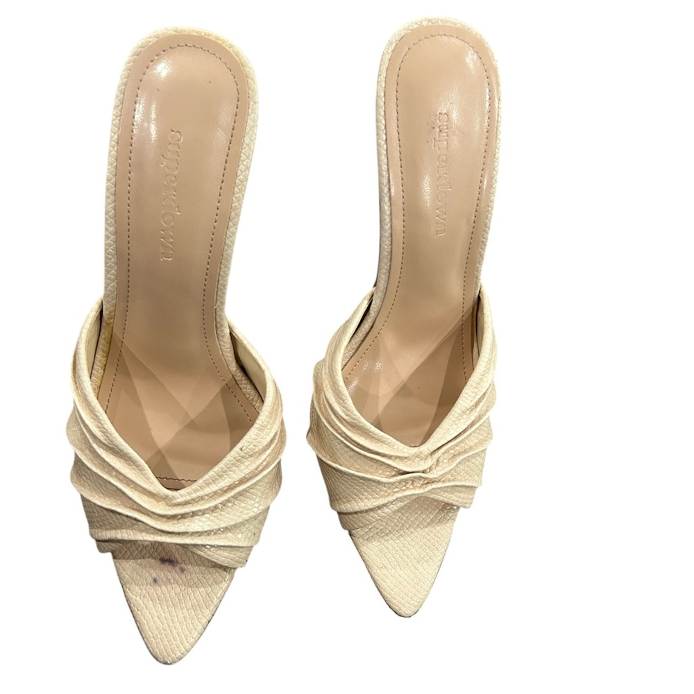 Superdown Cream Heeled Mules